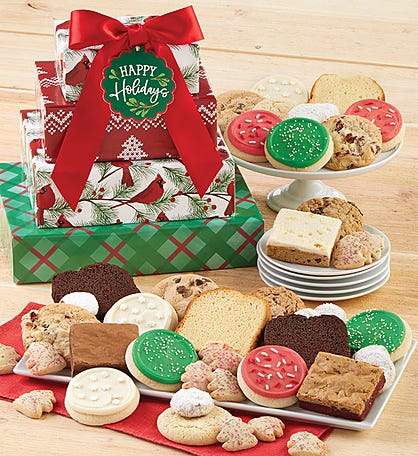 Happy Holidays Traditional Bakery Gift Tower